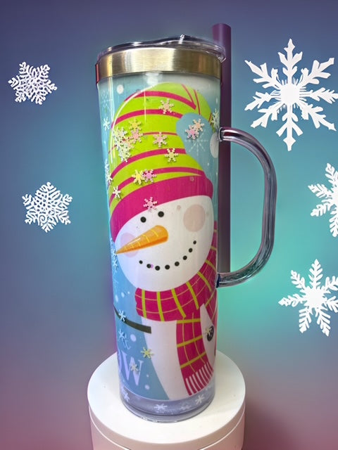 Cute snowman Stainless Steel Tumbler with handle