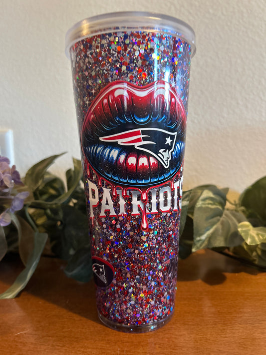 Premade Patriots 24oz boba snow globe.