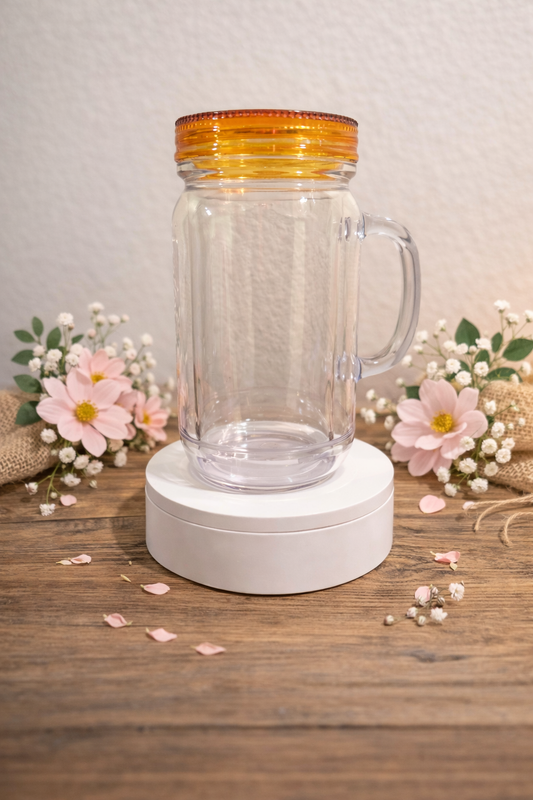 20oz acrylic mason jar style snow globe with handle