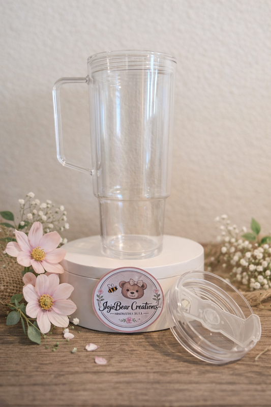 40oz ACRYLIC SNOW GLOBE TUMBLER WITH HANDLE