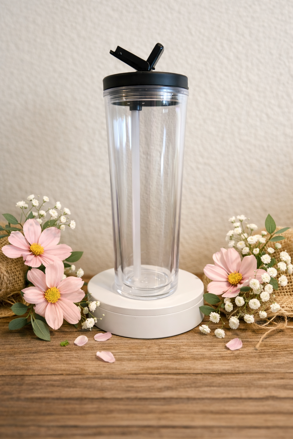 20oz Acrylic Snow Globe Tumbler with Flip up lid