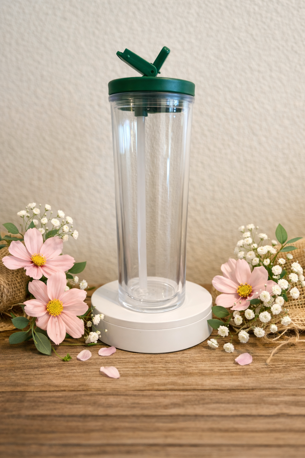20oz Acrylic Snow Globe Tumbler with Flip up lid
