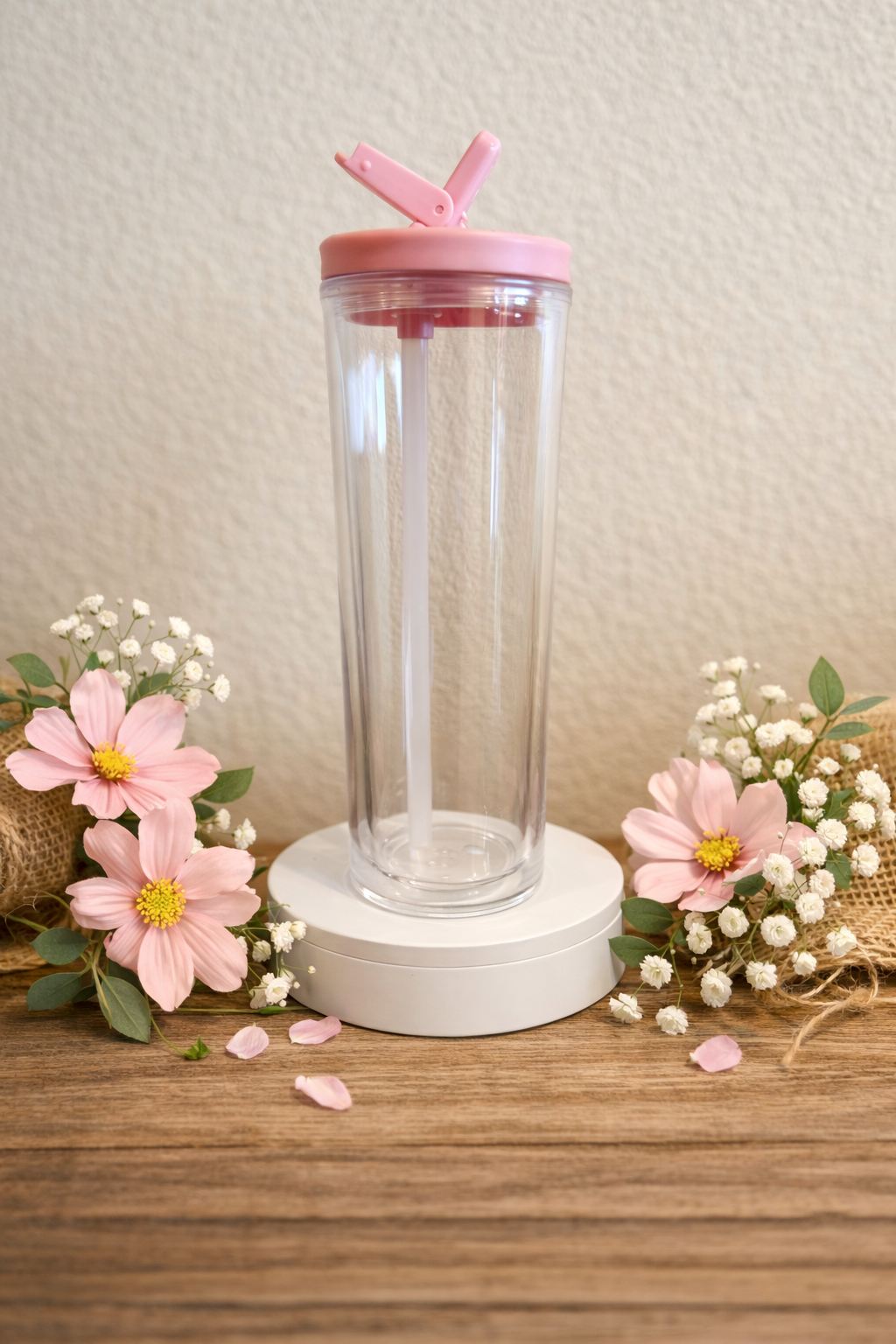 20oz Acrylic Snow Globe Tumbler with Flip up lid