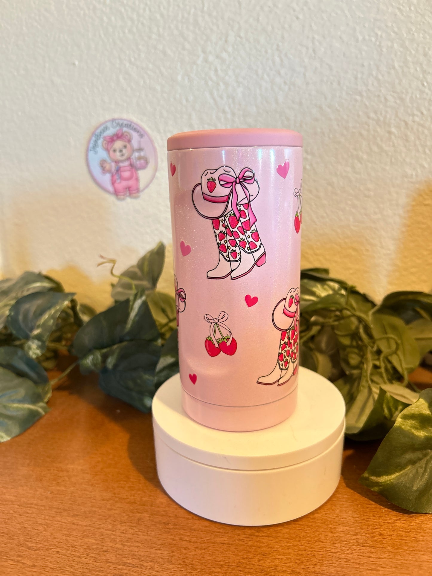 Pink Western Can Cooler