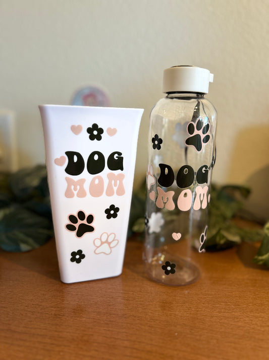 Dog Mom Popcorn Container with Matching Water Bottle