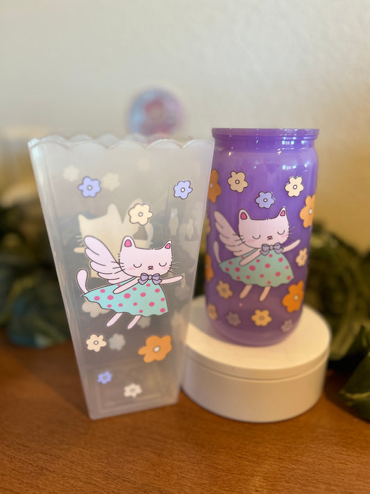 Angel kitty popcorn container with matching Tumbler￼