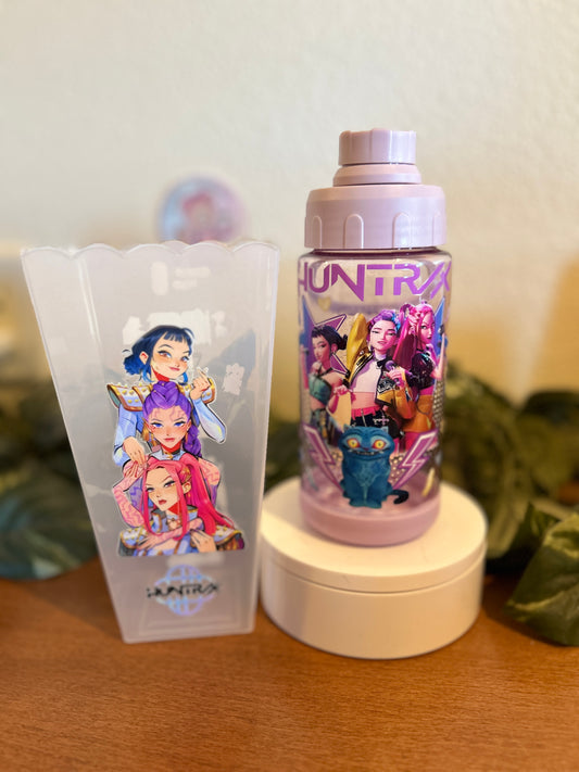 K-pop Popcorn container with Matching Water Bottle