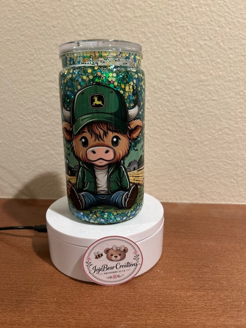16oz John Cow glitter tumbler
